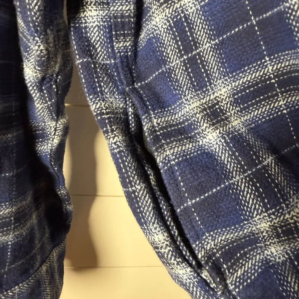 Woolrich Blue Plaid Flannel Cotton Shacket with Pockets Sz XXL